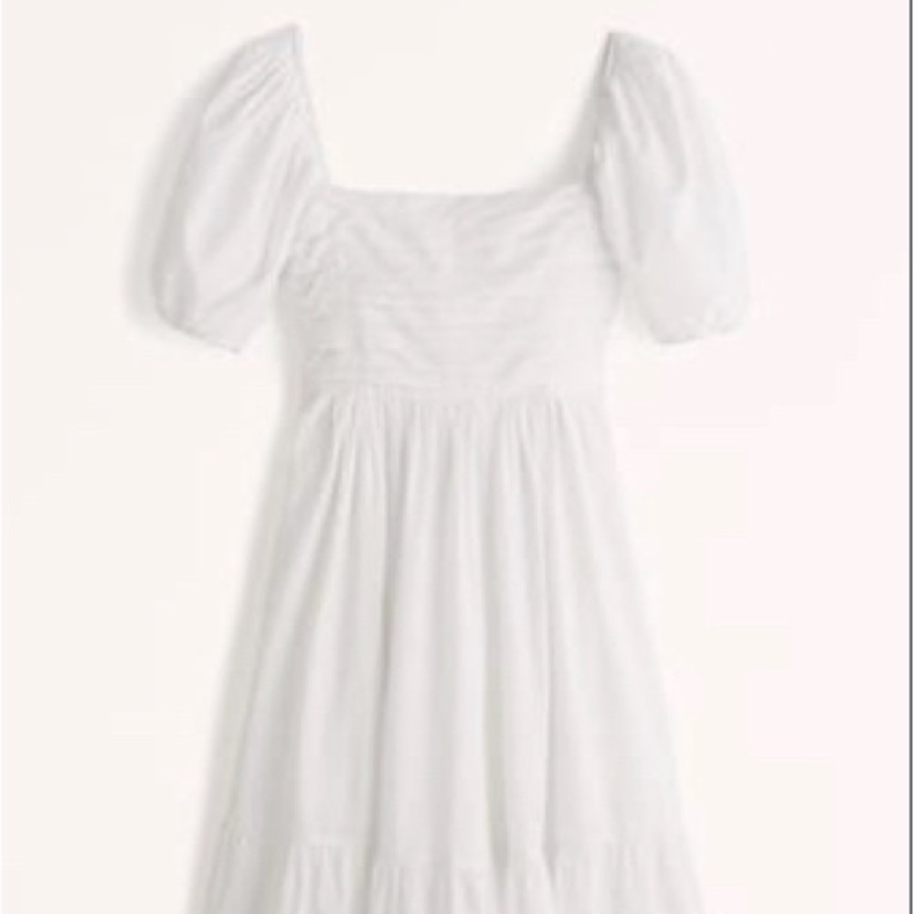 Abercrombie White Emerson Poplin Puff Sleeve Midi Dress X-Small Regular Petite